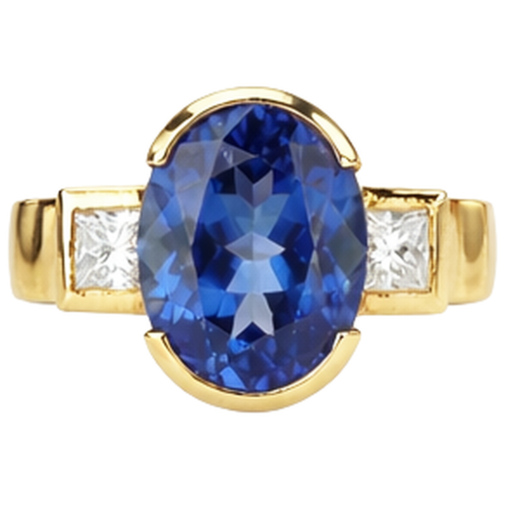 echter oval tansanit 2.10Karat ring Seitenansicht