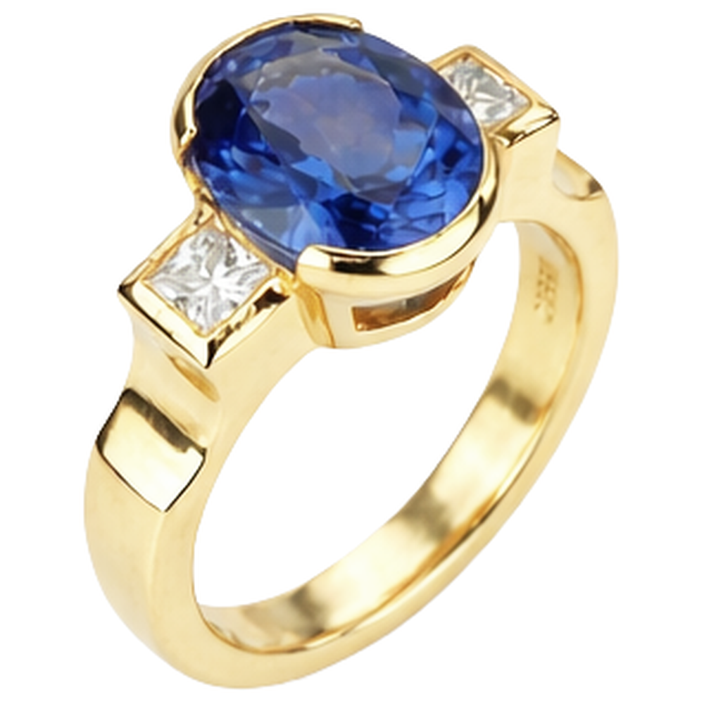 echter oval tansanit 2.10Karat ring Draufsicht