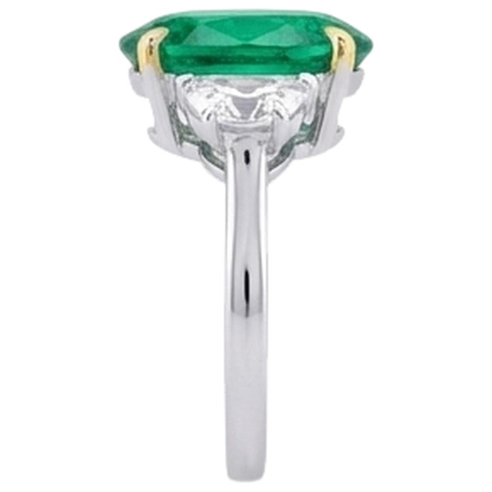 Farbstein-Ring Zweifarbiges 14K Gold mit Kolumbianischer Smaragd – Profilansicht