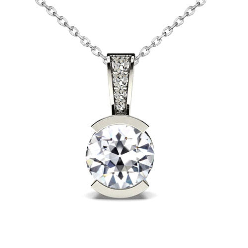 Brillanter Diamant Anhänger-Halskette 1 Karat – Hauptansicht