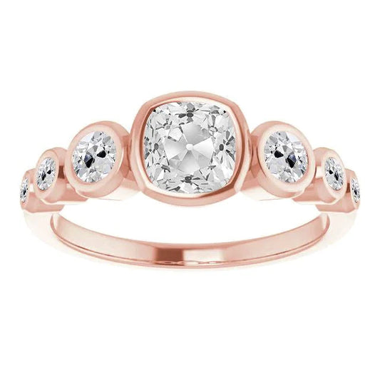 Half Eternity Band Kissen Altschliff-Natürliche Diamant-Blasenring 5,50 Karat