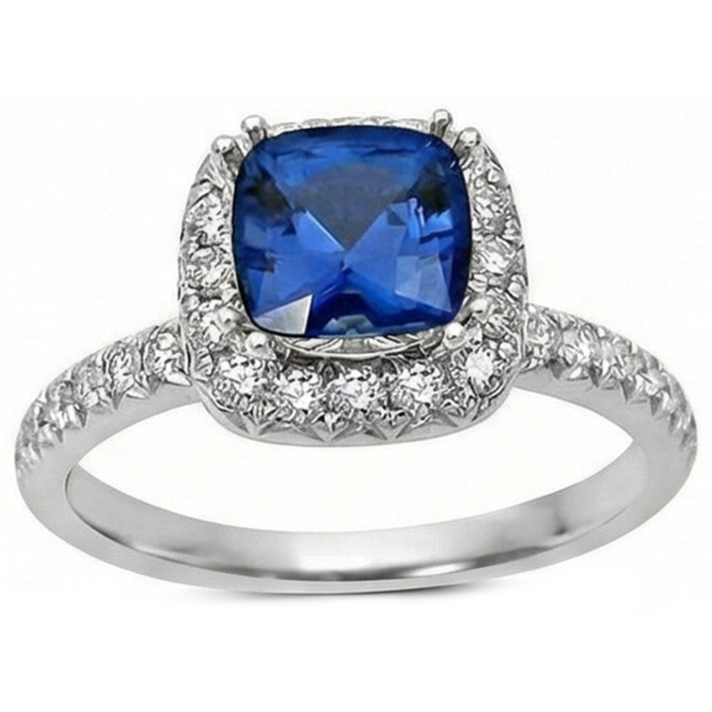 echter round saphir 3.90Karat ring Draufsicht