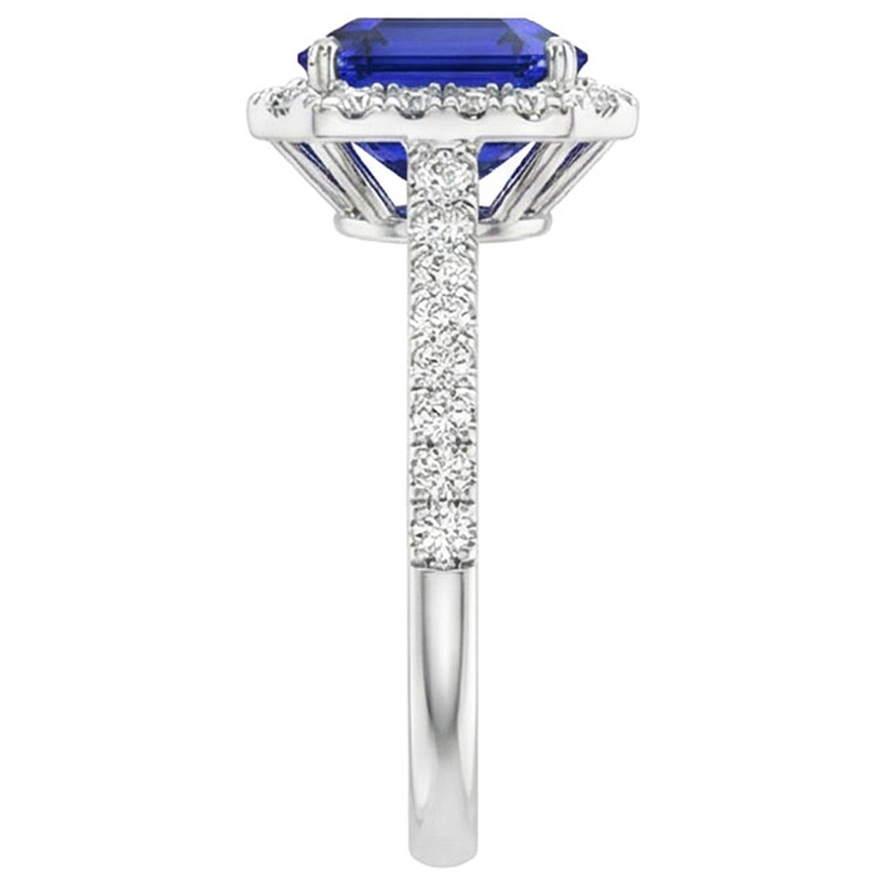 Halo Blue Saphir Diamantring mit Akzenten 10,25 Karat