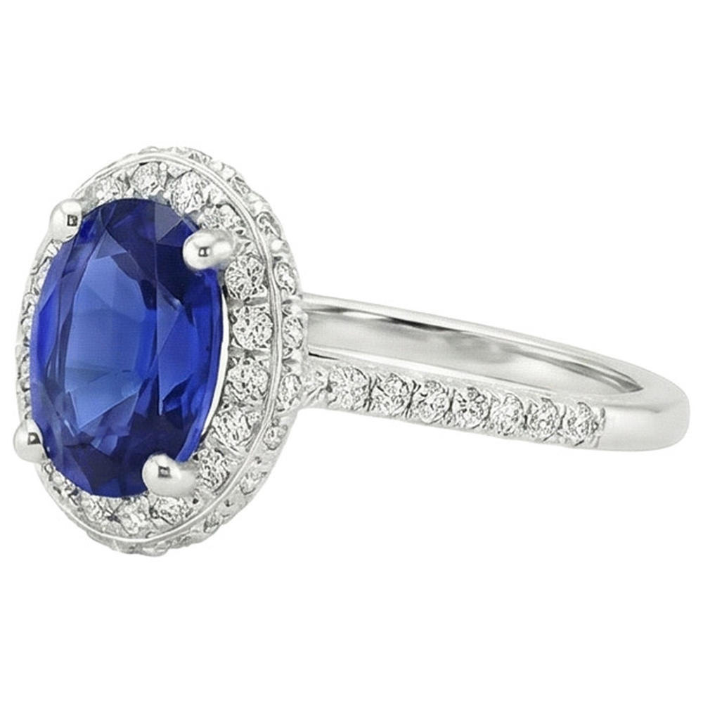 echter oval diamant 3.75Karat ring Profilansicht