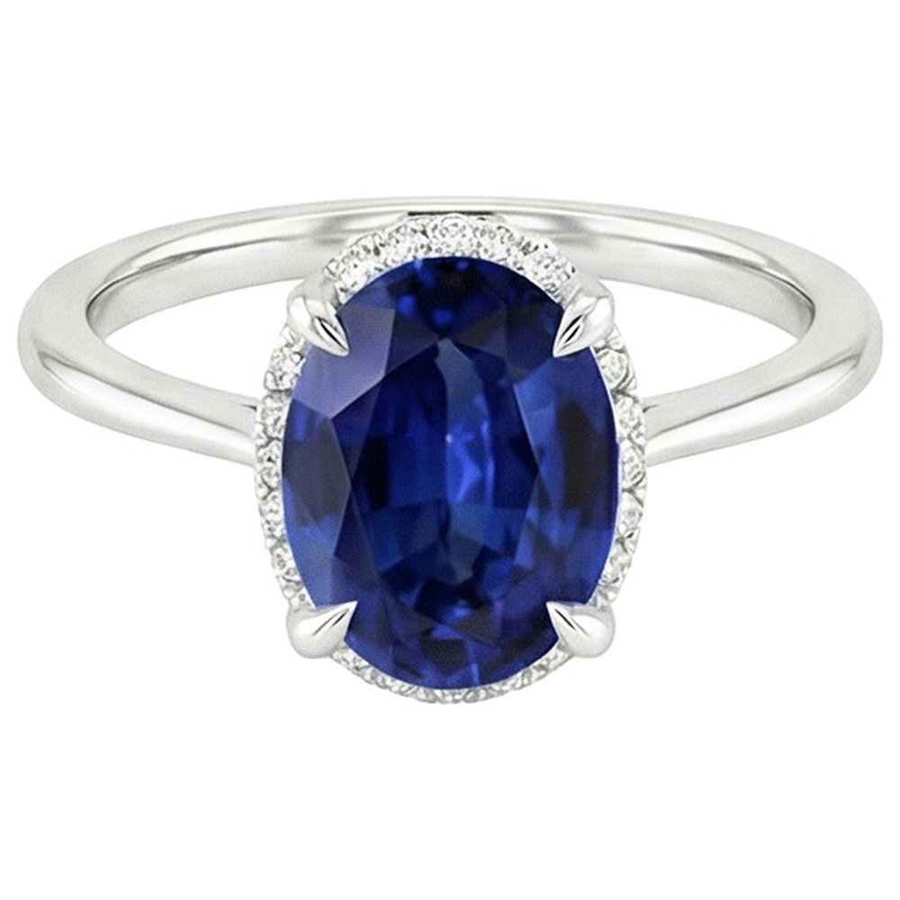 echter oval diamant 3.50Karat ring Draufsicht