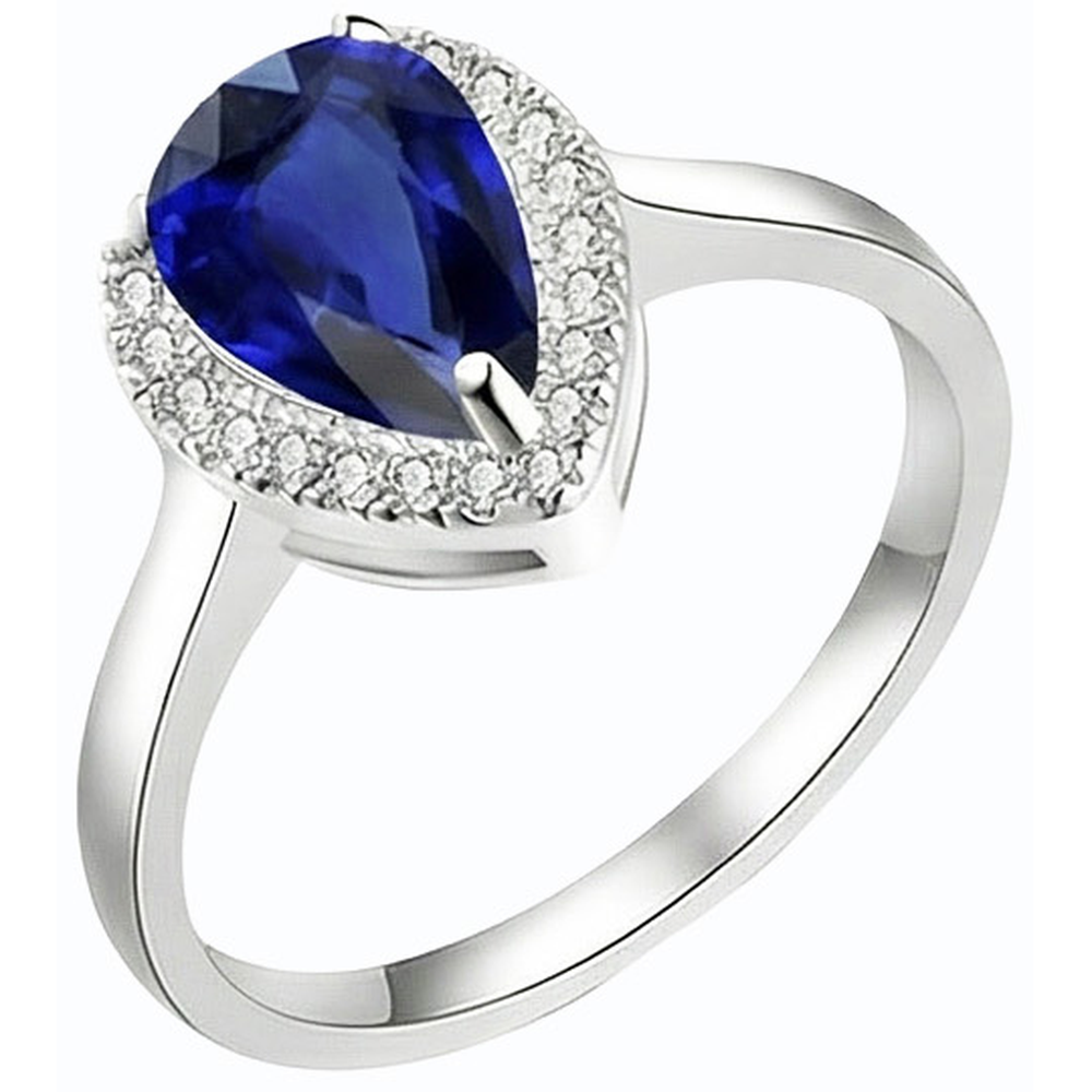 Halo Deep Blue Saphir Ring Weißgold & Natürlicher Diamant ( nicht im Labor gezüchtet )en 3,50 Karat