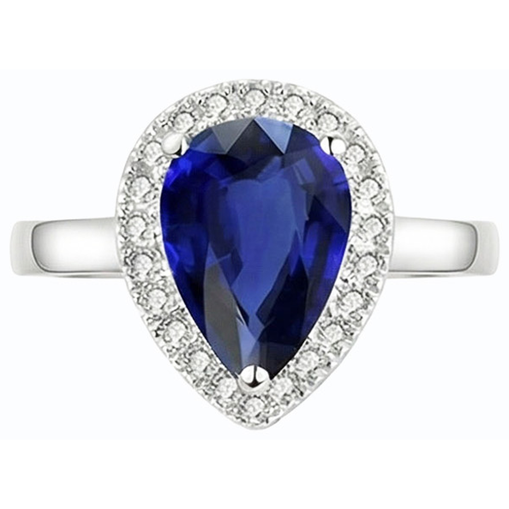 Halo Deep Blue Saphir Ring Weißgold & Natürlicher Diamant ( nicht im Labor gezüchtet )en 3,50 Karat