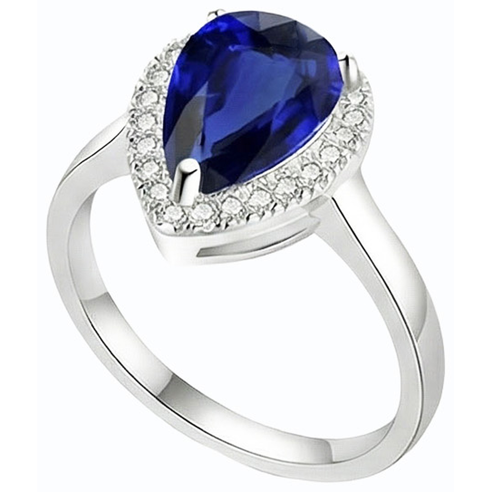 Halo Deep Blue Saphir Ring Weißgold & Natürlicher Diamant ( nicht im Labor gezüchtet )en 3,50 Karat