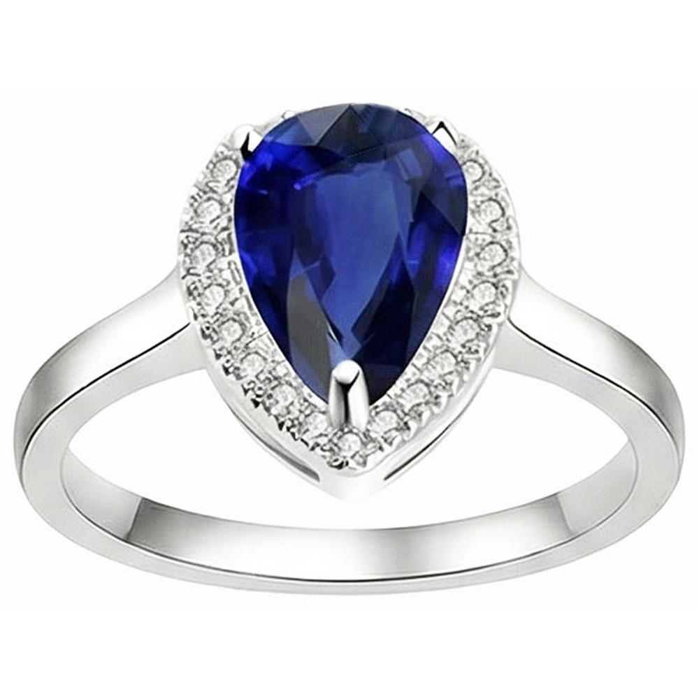 Halo Deep Blue Saphir Ring Weißgold & Natürlicher Diamant ( nicht im Labor gezüchtet )en 3,50 Karat