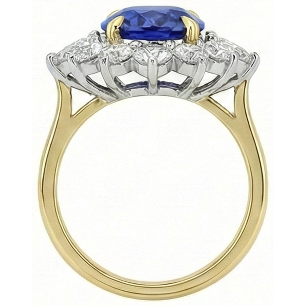 echter oval diamant 4.25Karat ring Profilansicht