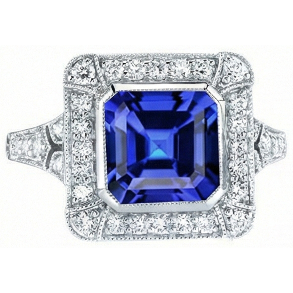 echter asscher diamant 4Karat ring Seitenansicht