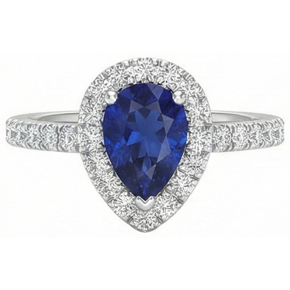 Halo Diamant Sri Lanka Blauer Saphir Ring 2,75 Karat