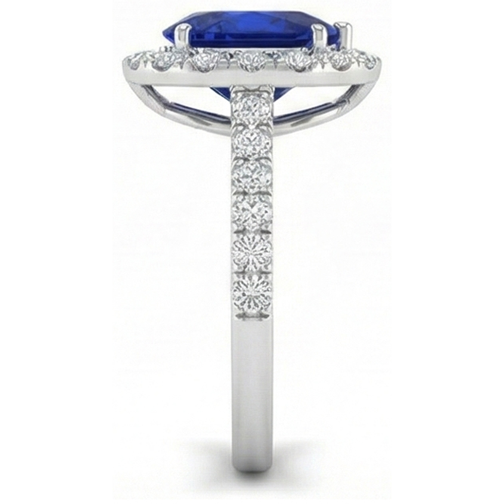 Halo Diamant Sri Lanka Blauer Saphir Ring 2,75 Karat