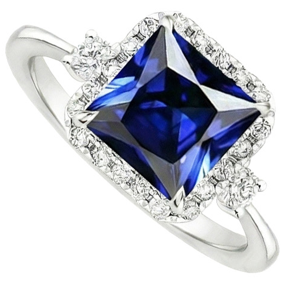 echter princess saphir 6Karat ring Draufsicht