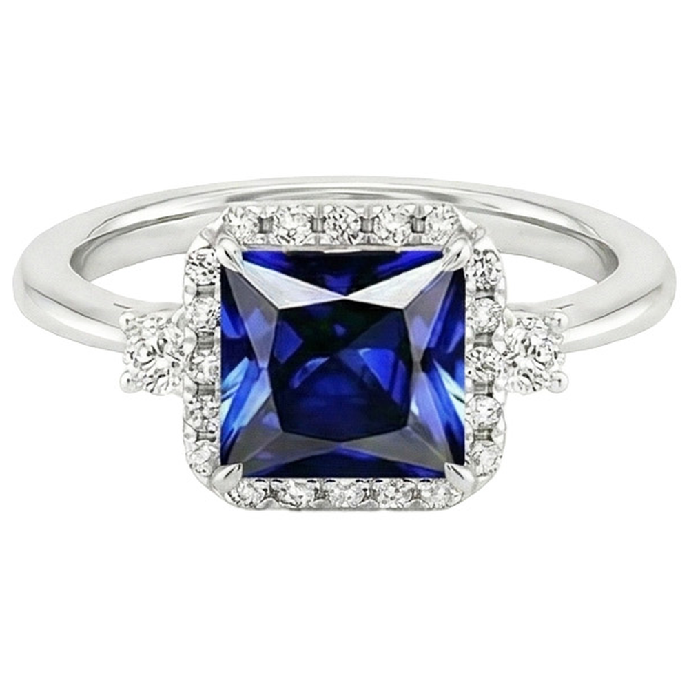 echter princess saphir 6Karat ring auf Weiß