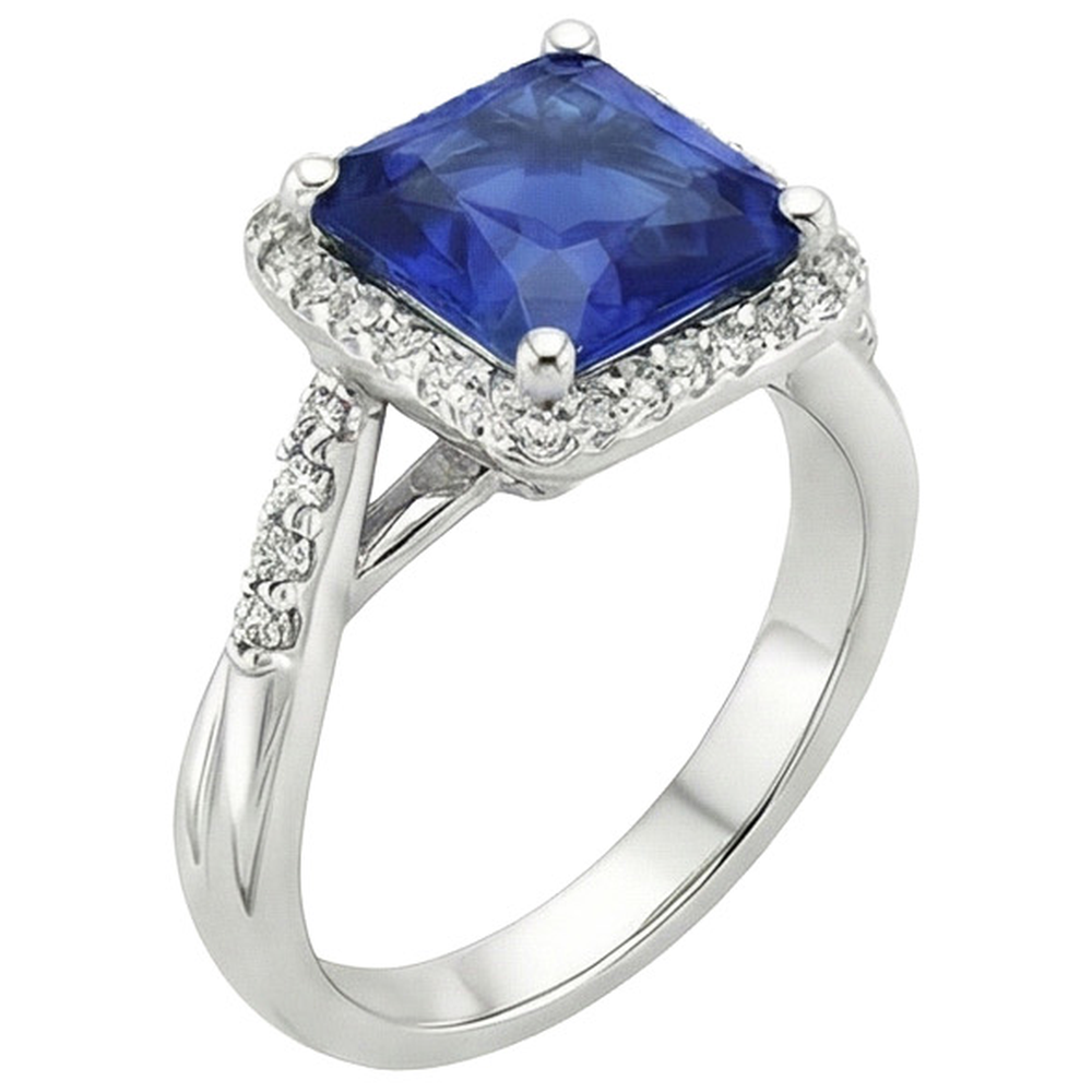 echter round saphir 4Karat ring Seitenansicht