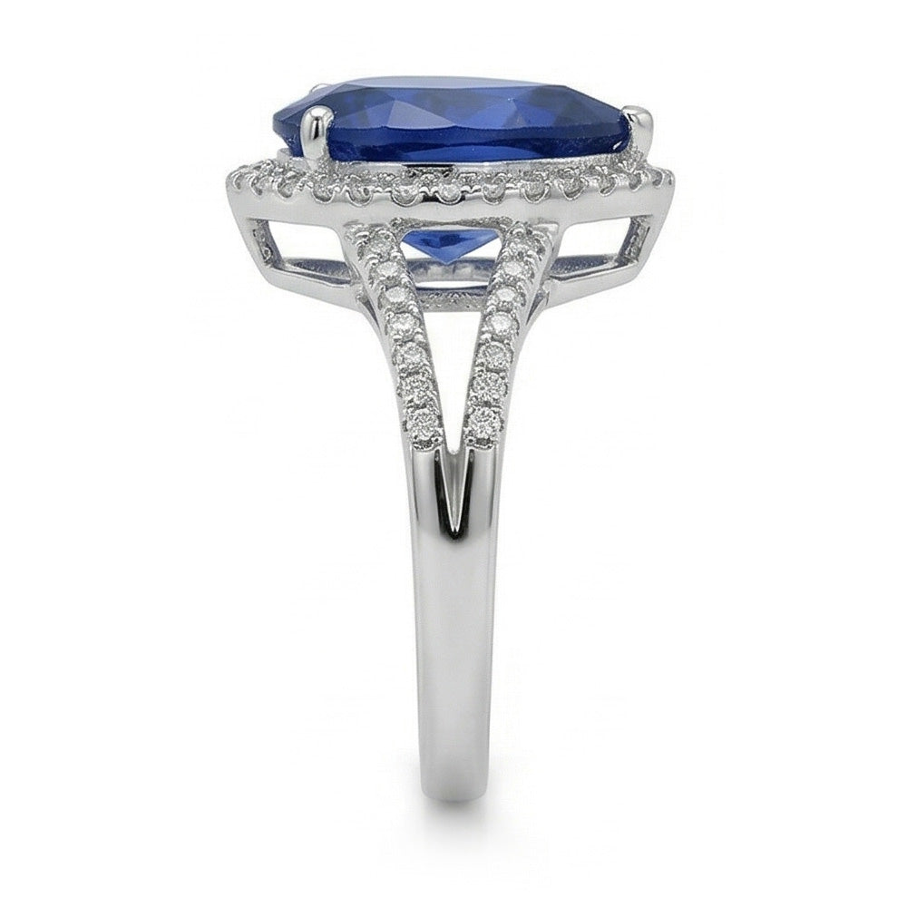 Halo Edelstein Ring Blauer Saphir & Natürlicher Diamant ( nicht im Labor gezüchtet )en 3.50 Karat Damenschmuck