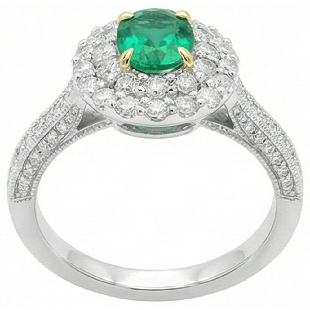 Echter Smaragd Farbstein-Ring – Schrägansicht