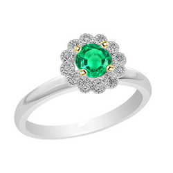 Bicolor 14K Gold Pavé Kolumbianischer Smaragd Farbstein-Ring 2