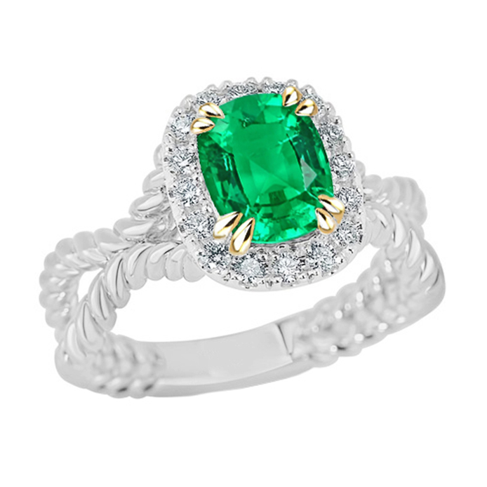 Authentischer Edler Smaragd Schmuckstein-Ring – Hauptansicht