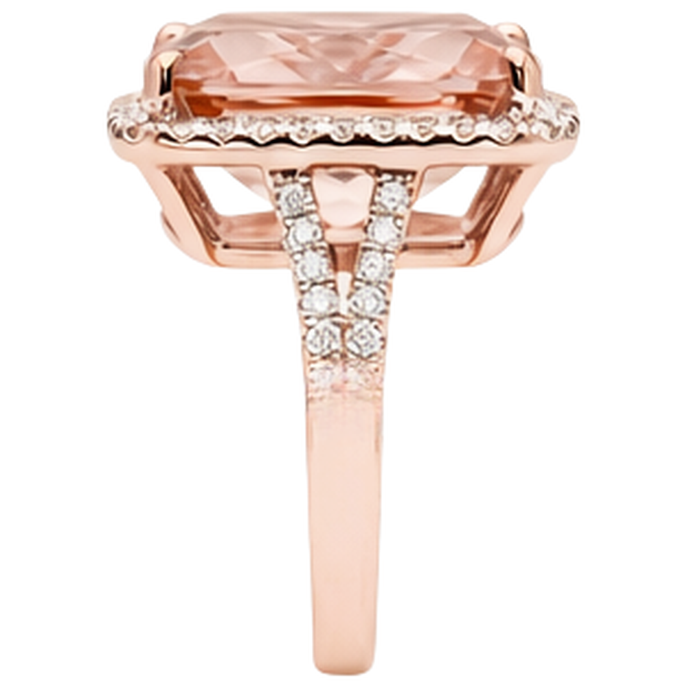 echter round morganit 13.90Karat ring mit Diamantbesatz