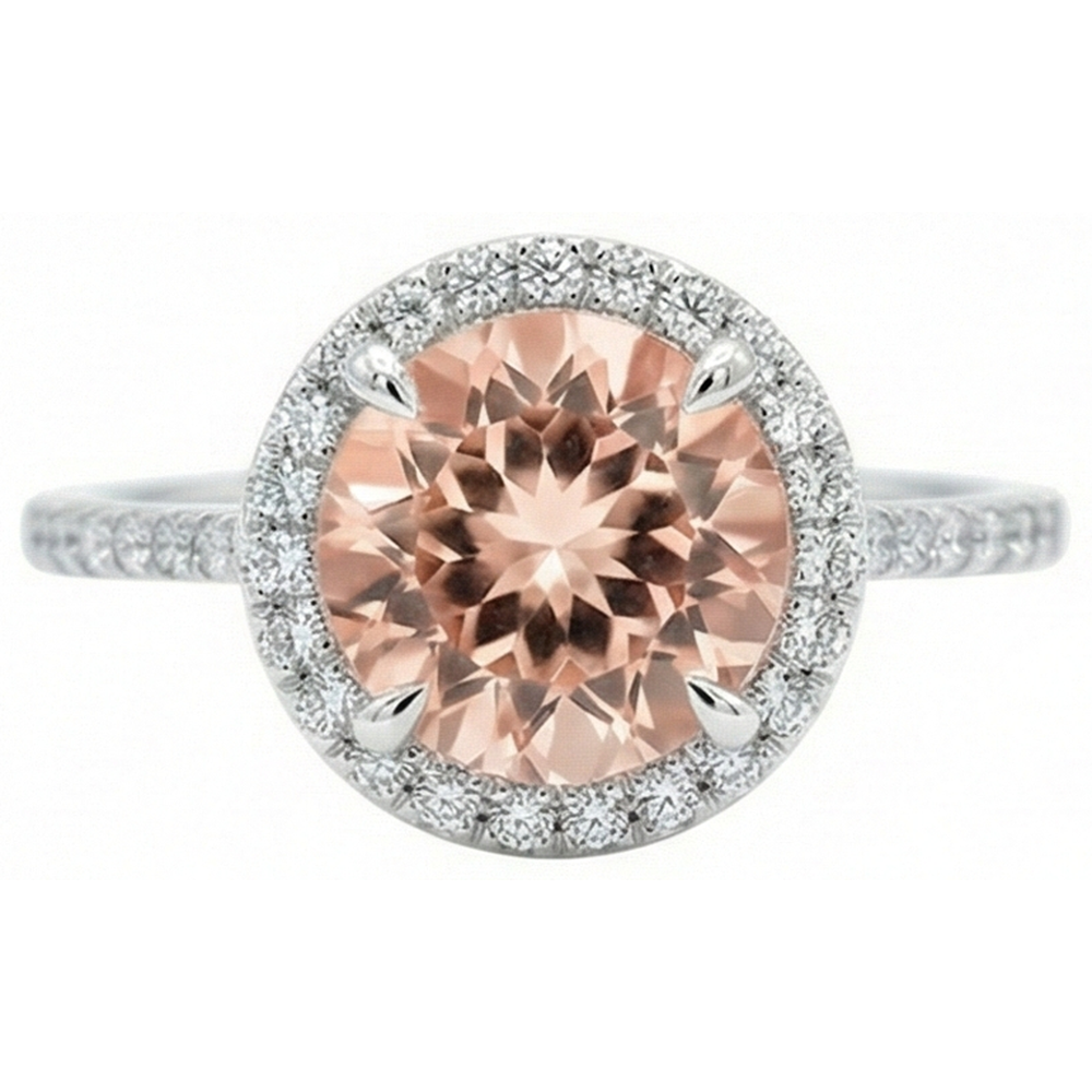 Halo Morganit und Diamanten 15,50 Karat Ring Weißgold 14K