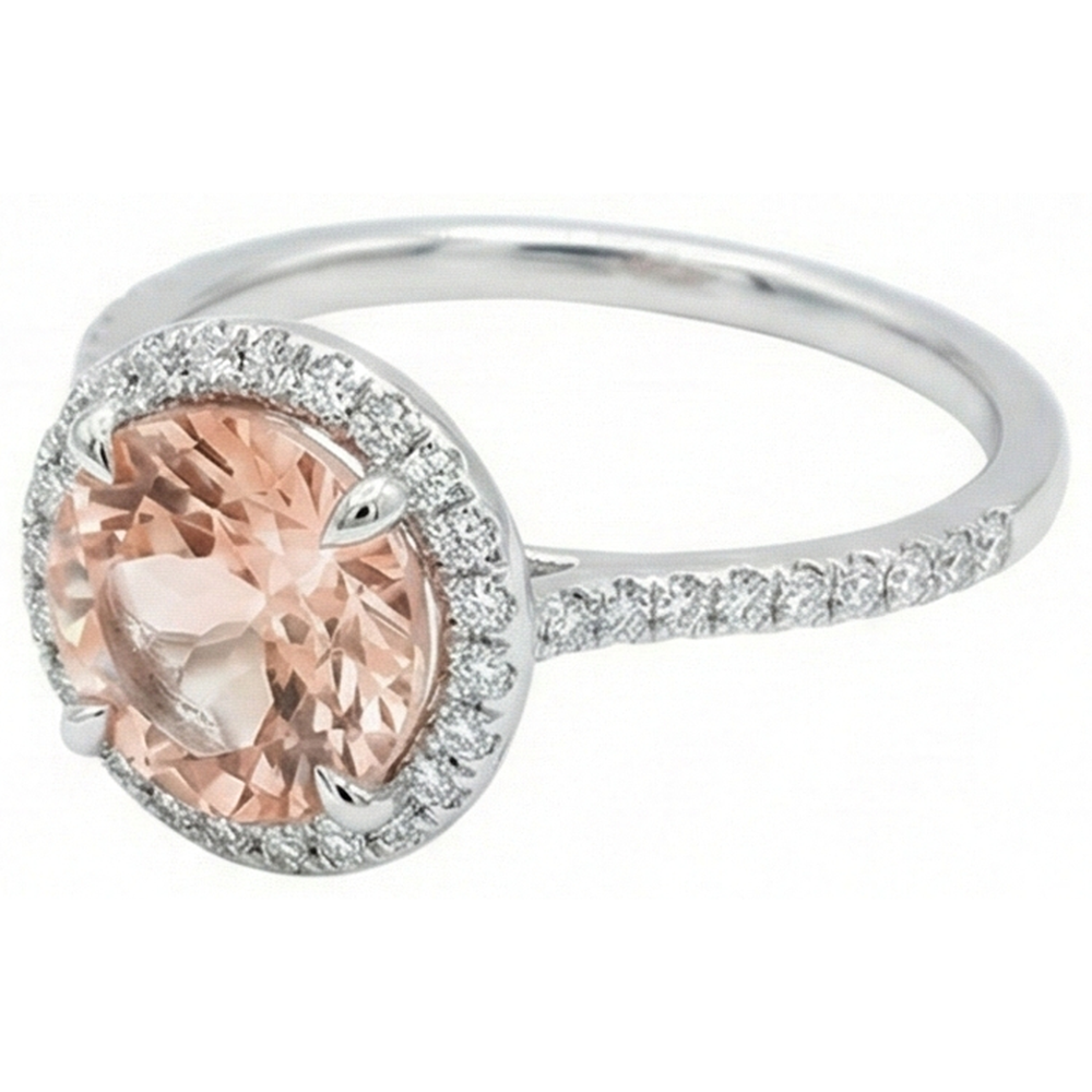 Halo Morganit und Diamanten 15,50 Karat Ring Weißgold 14K