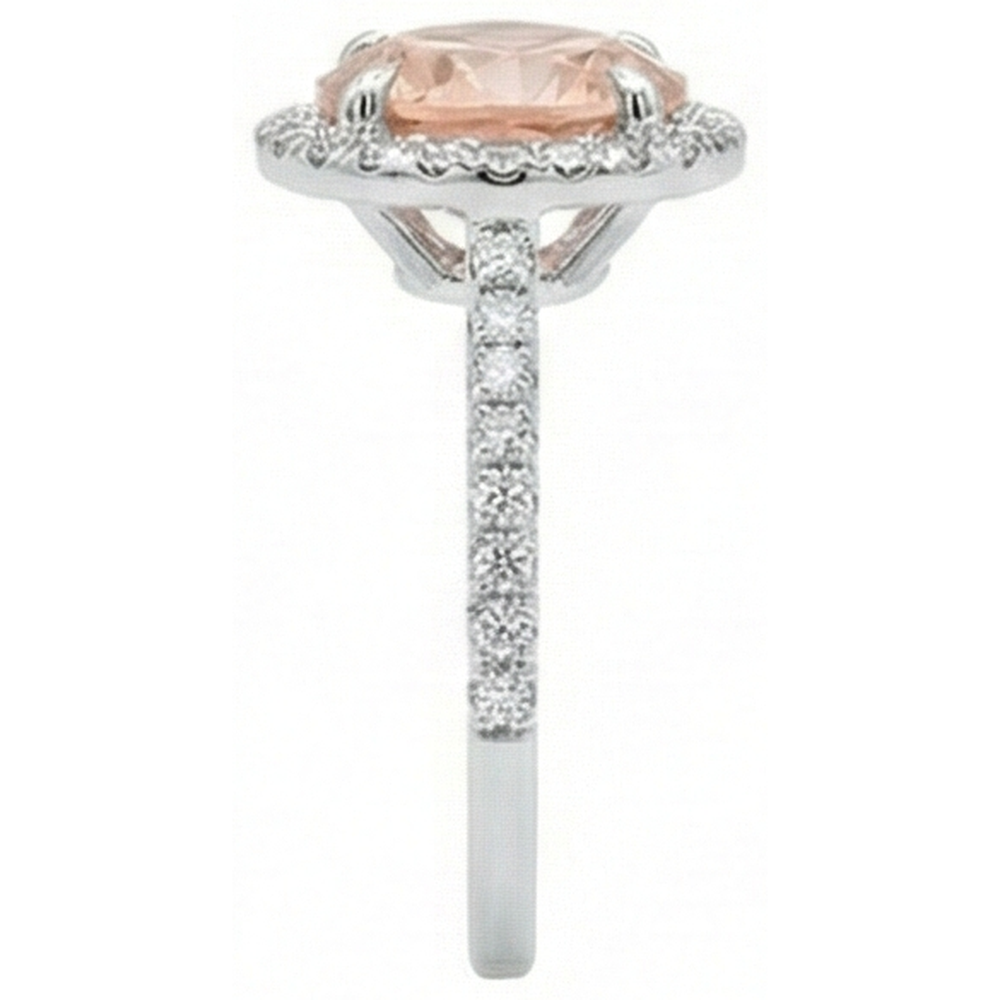 Halo Morganit und Diamanten 15,50 Karat Ring Weißgold 14K