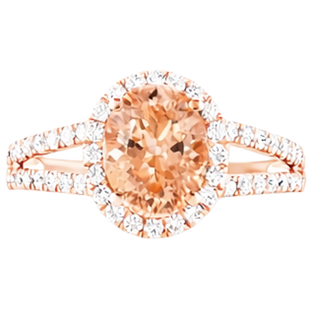 Halo Morganit und Diamanten 21 Karat Ring Roségold 14K