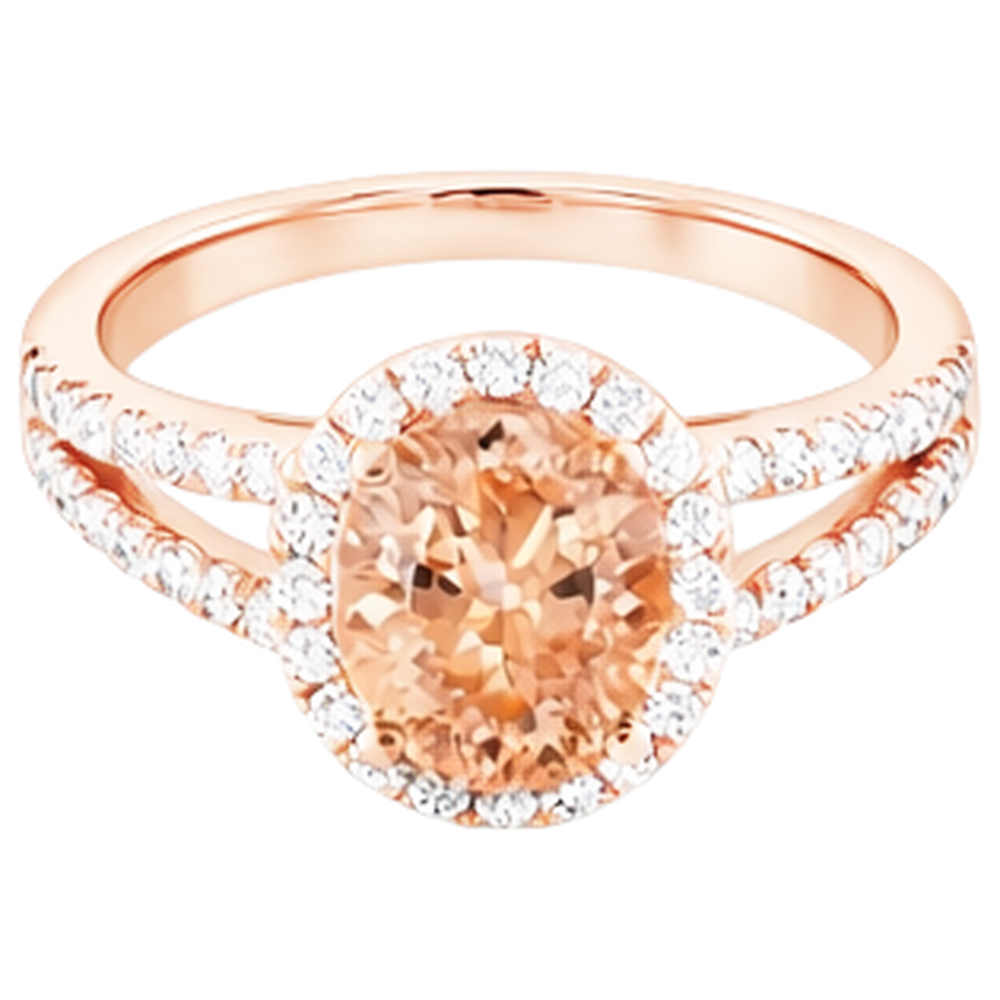 Halo Morganit und Diamanten 21 Karat Ring Roségold 14K
