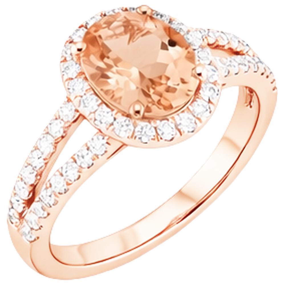 Halo Morganit und Diamanten 21 Karat Ring Roségold 14K