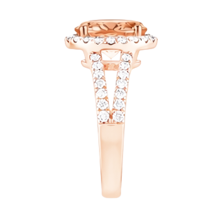Halo Morganit und Diamanten 21 Karat Ring Roségold 14K