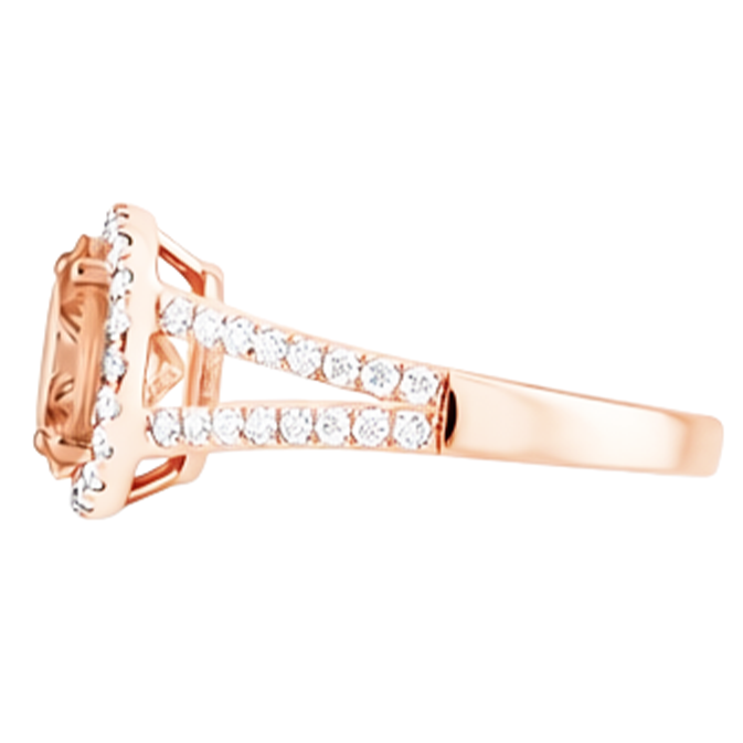 Halo Morganit und Diamanten 21 Karat Ring Roségold 14K