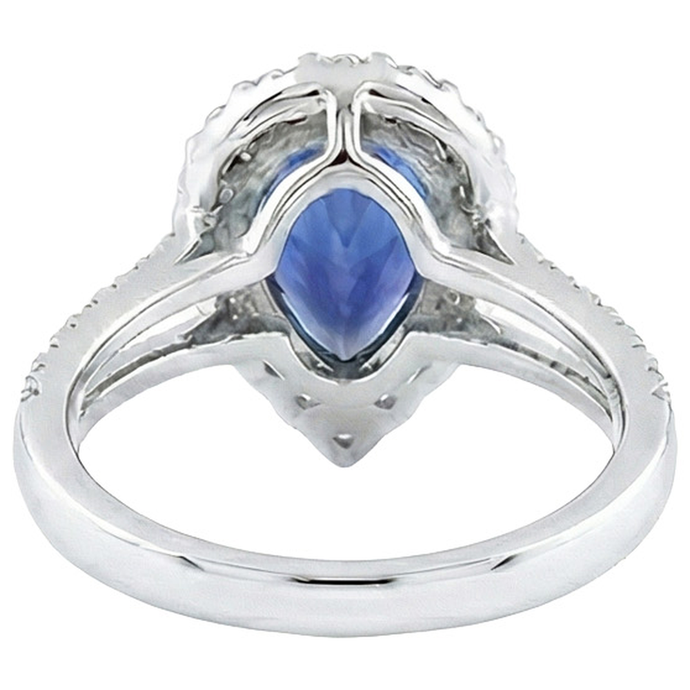 Halo Natürlicher Diamant ( nicht im Labor gezüchtet )ring Birne Sri Lanka Saphir 5,50 Karat Split Shank