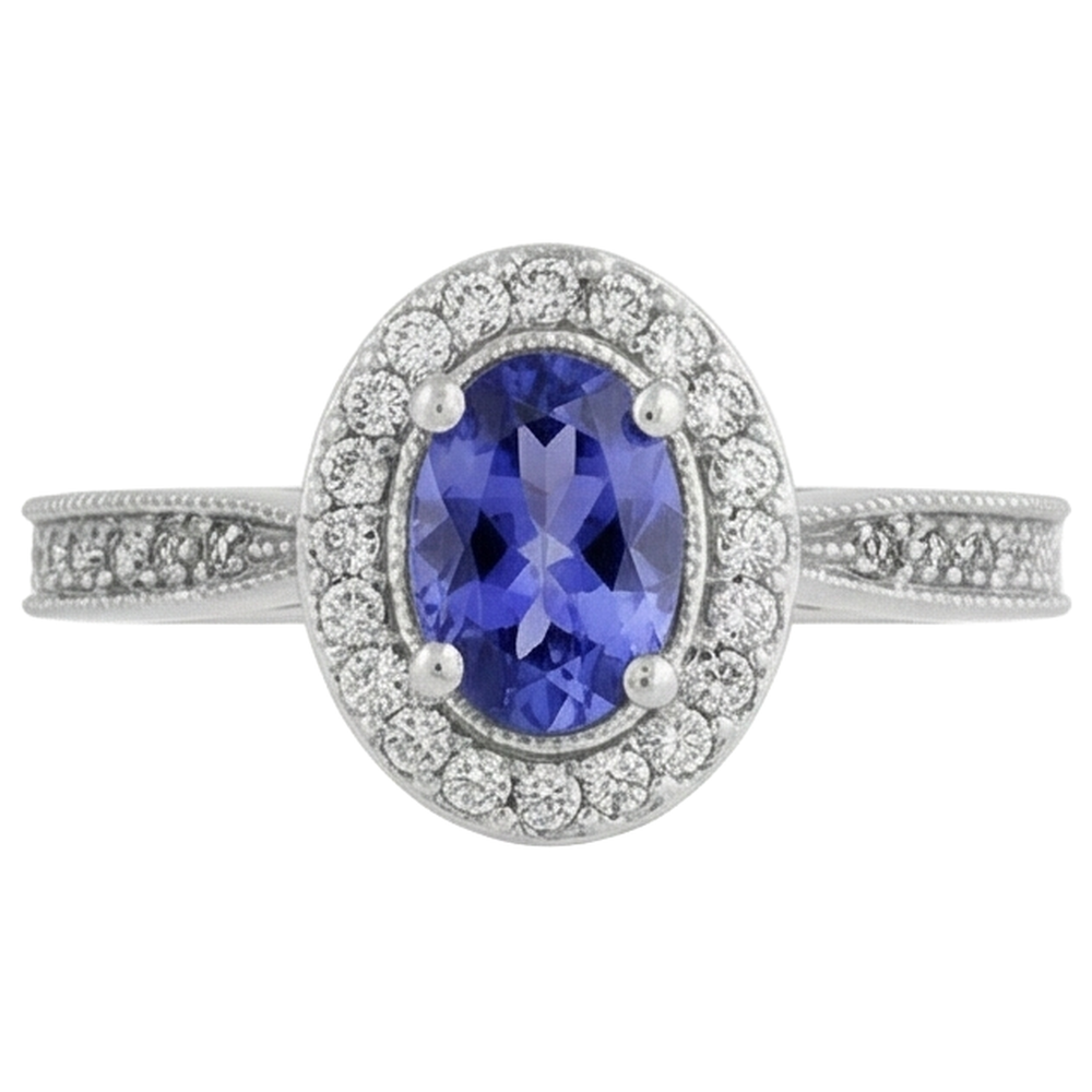 echter oval tansanit 10.25Karat ring Seitenansicht
