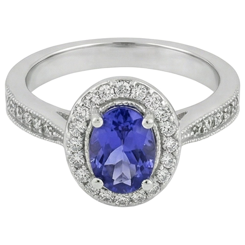 echter oval tansanit 10.25Karat ring Detailansicht