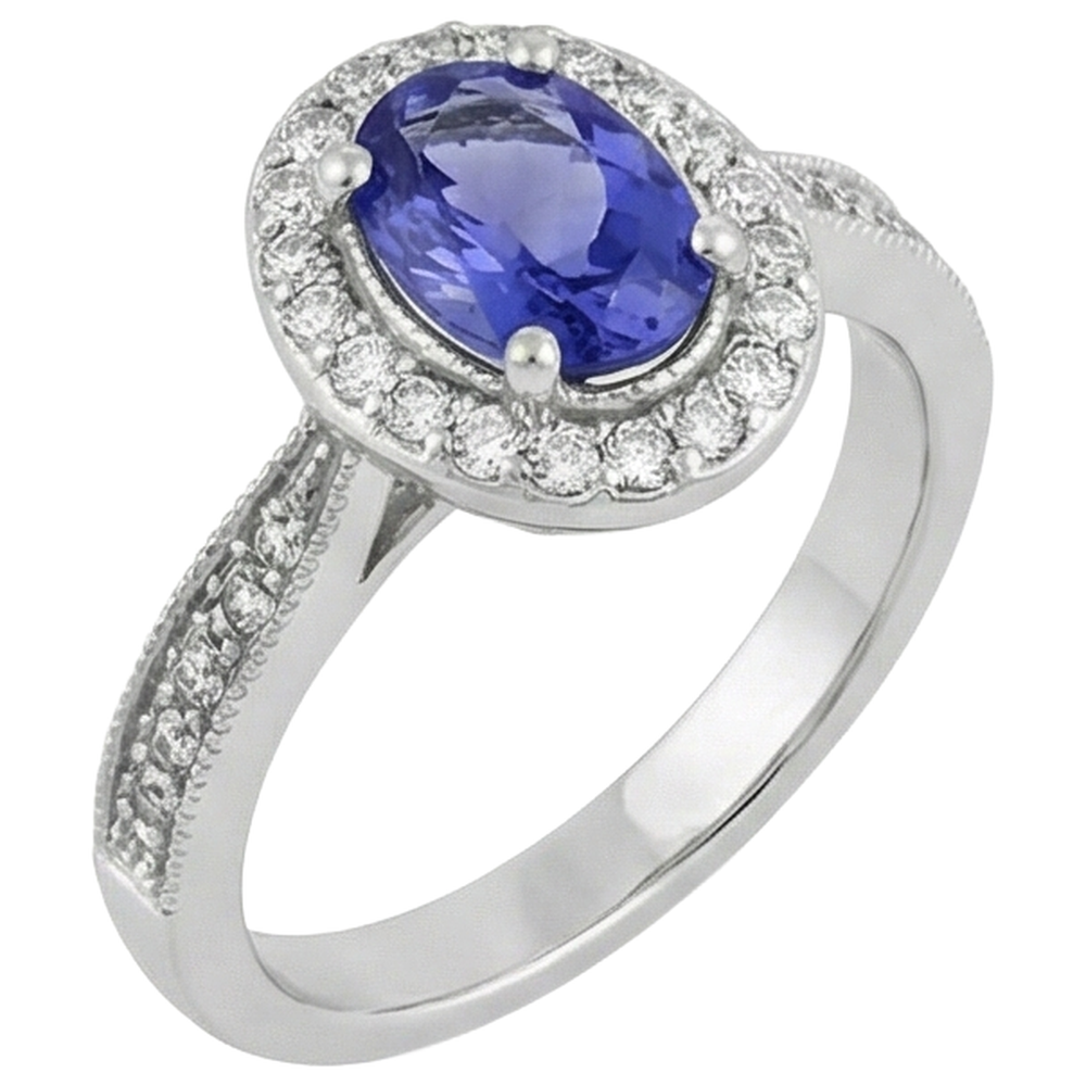 echter oval tansanit 10.25Karat ring Draufsicht