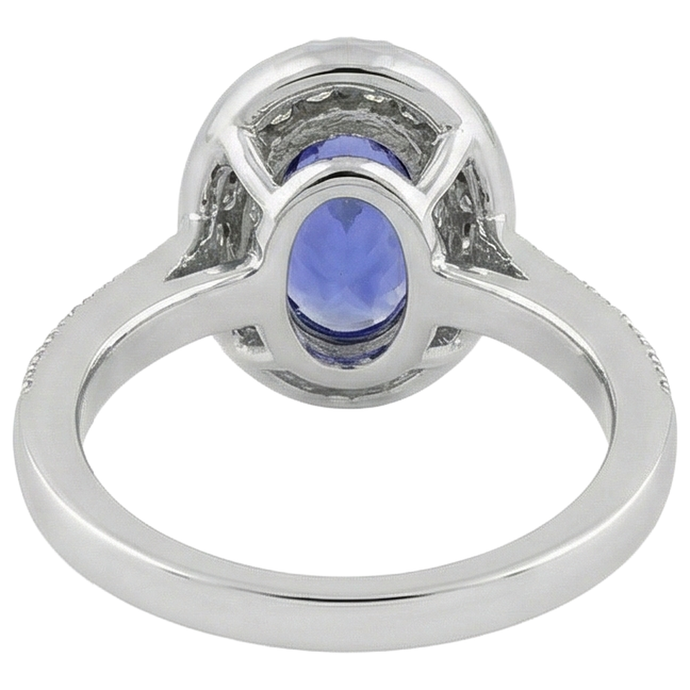 echter oval tansanit 10.25Karat ring mit Diamantbesatz