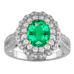 Bicolor 14K Gold Edelstein-Ring mit Edler Smaragd – 2 Karat