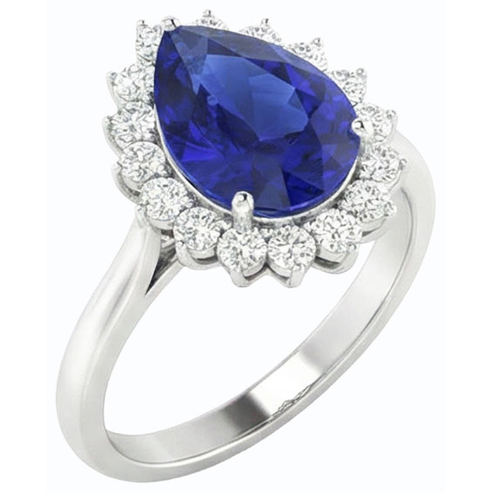 echter pear diamant 3.50Karat ring Profilansicht