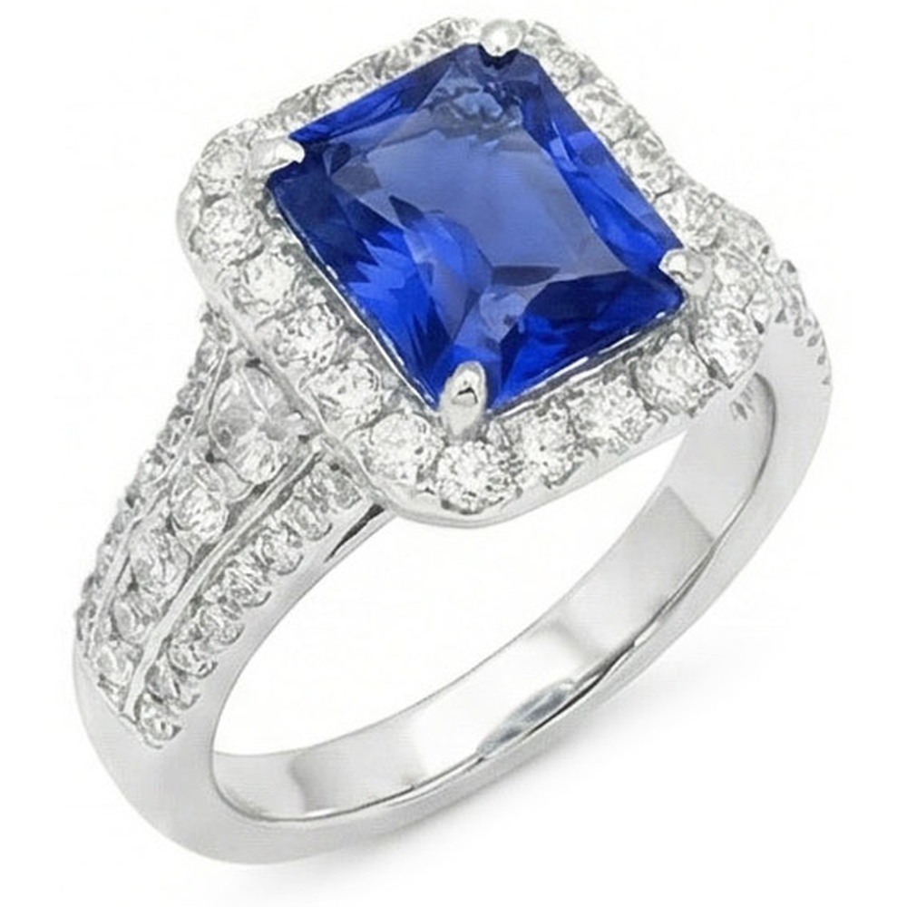 echter radiant diamant 3.50Karat ring Vorderansicht