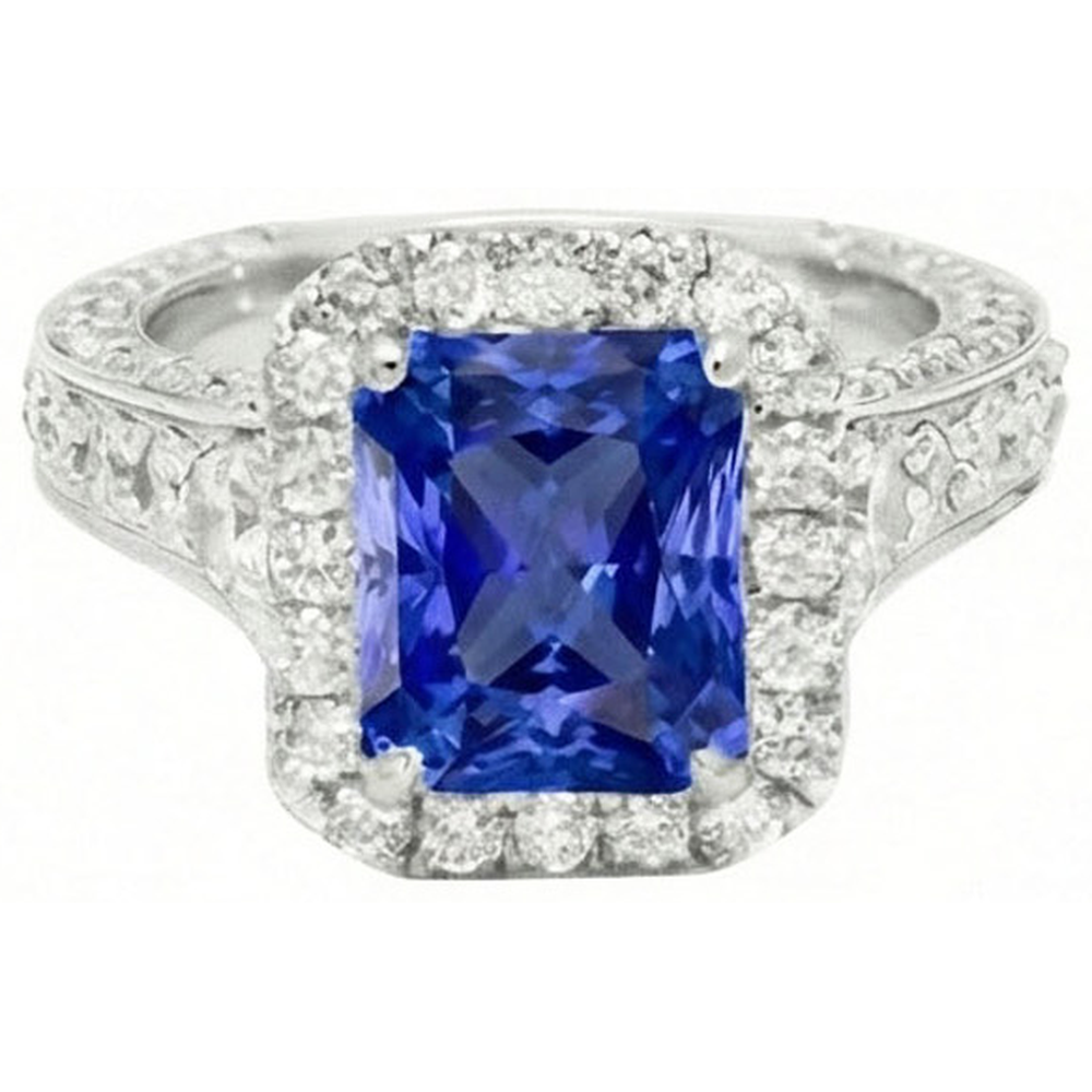 echter radiant diamant 3.50Karat ring Draufsicht