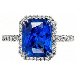 Halo Radiant Saphir Ring Doppelstift Natürlicher Diamant ( nicht im Labor gezüchtet )en 5,50 Karat