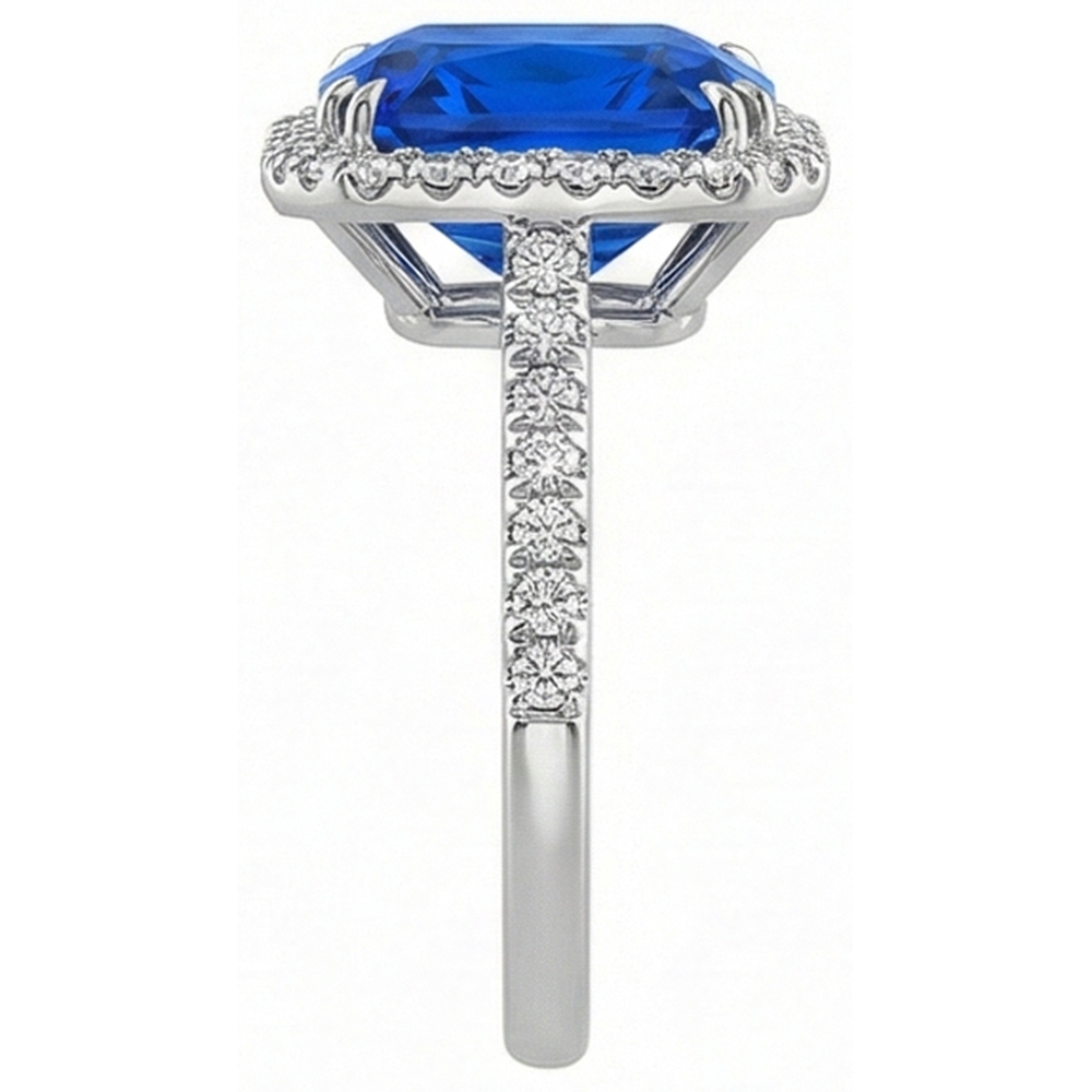 Halo Radiant Saphir Ring Doppelstift Natürlicher Diamant ( nicht im Labor gezüchtet )en 5,50 Karat