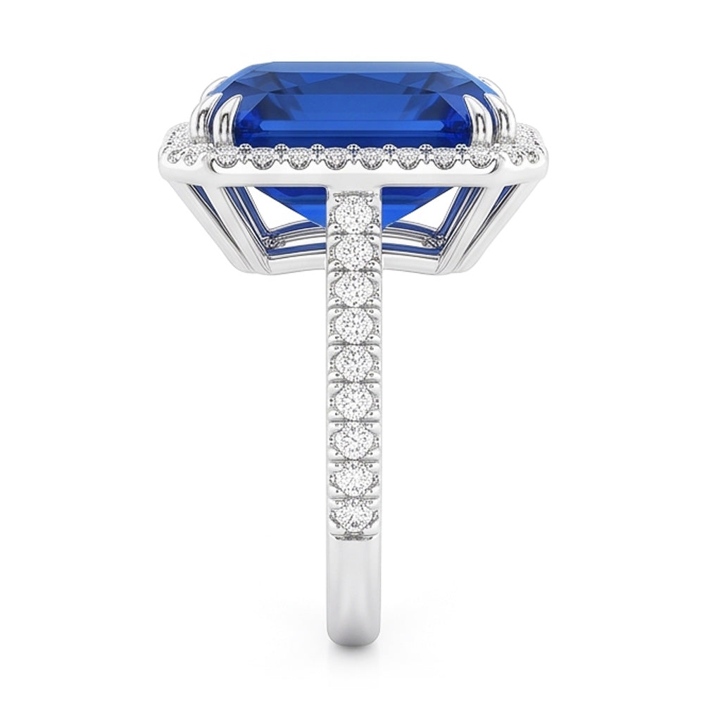 Halo Radiant Saphir Ring Doppelstift Natürlicher Diamant ( nicht im Labor gezüchtet )en 5,50 Karat
