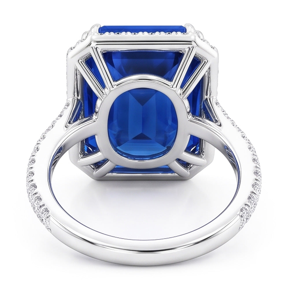 Halo Radiant Saphir Ring Doppelstift Natürlicher Diamant ( nicht im Labor gezüchtet )en 5,50 Karat