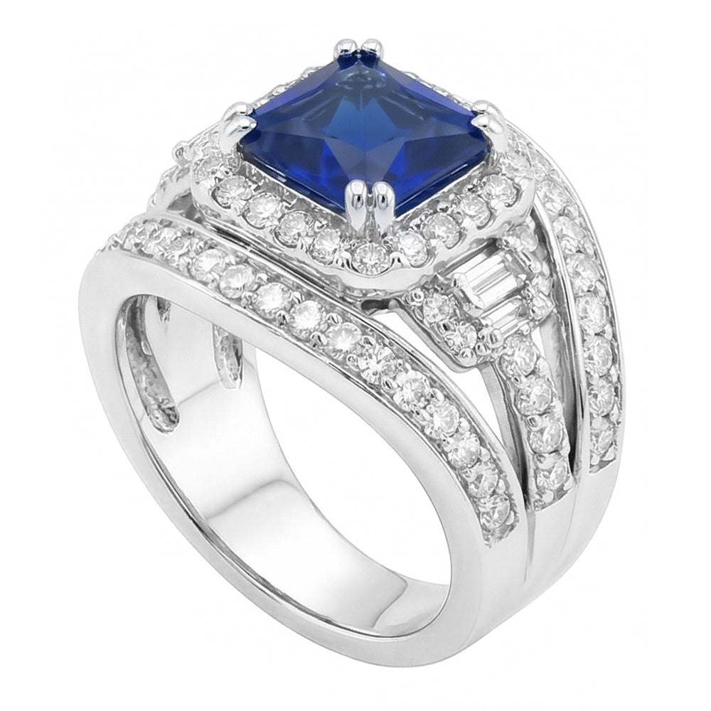 Halo Radiant Sapphire Diamant Verlobungsring mit Jacke 4,50 Karat