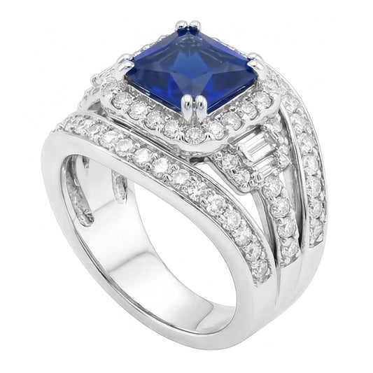Halo Radiant Sapphire Diamant Verlobungsring mit Jacke 4,50 Karat