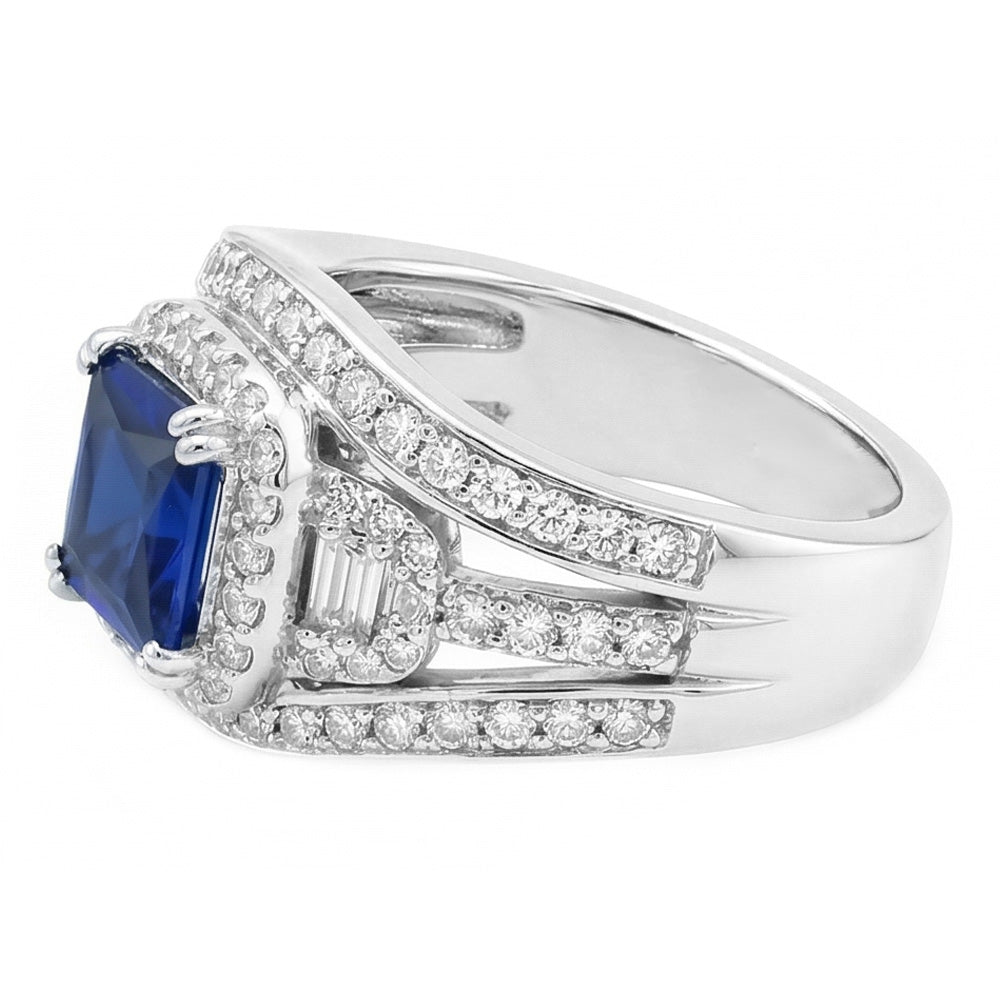 Halo Radiant Sapphire Diamant Verlobungsring mit Jacke 4,50 Karat