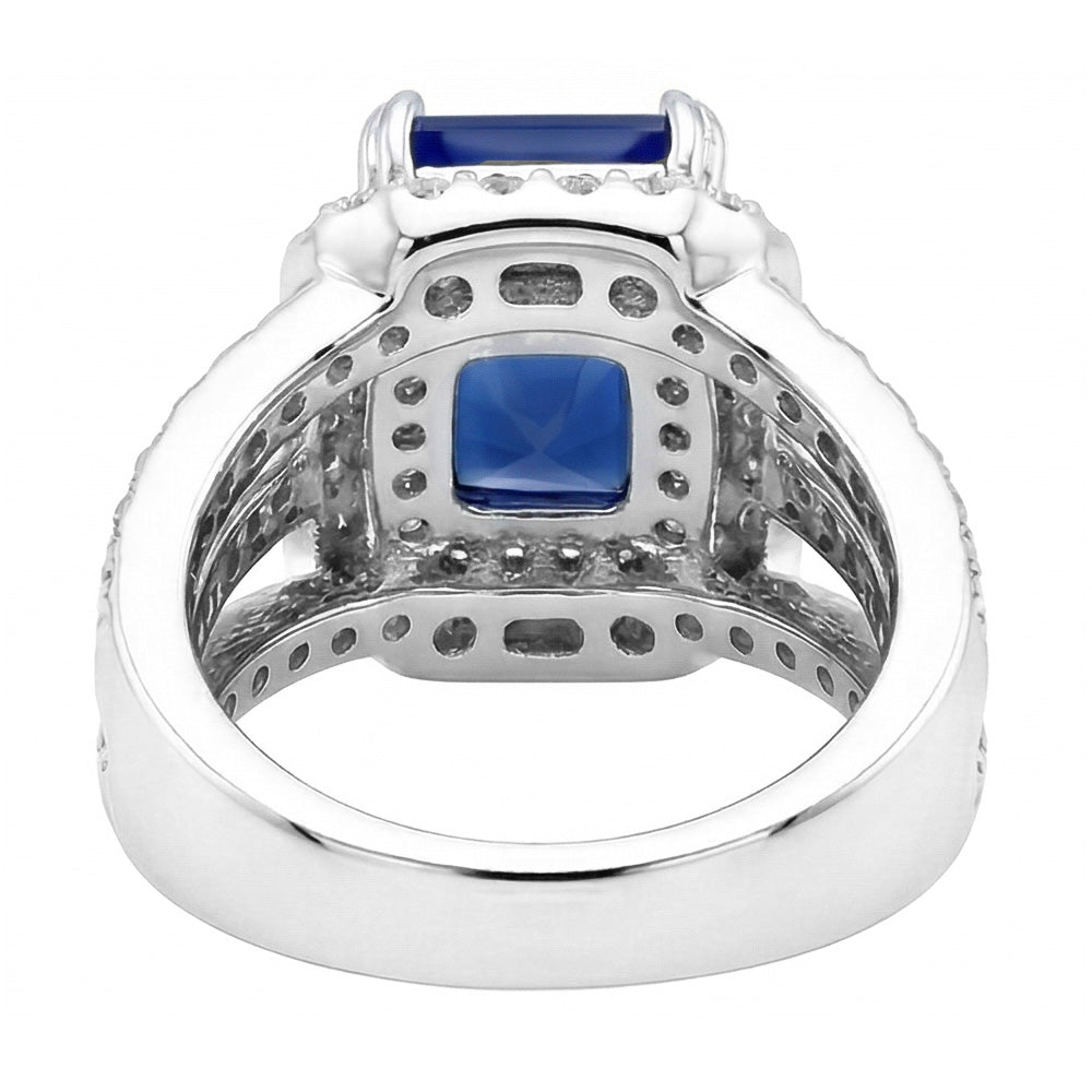 Halo Radiant Sapphire Diamant Verlobungsring mit Jacke 4,50 Karat